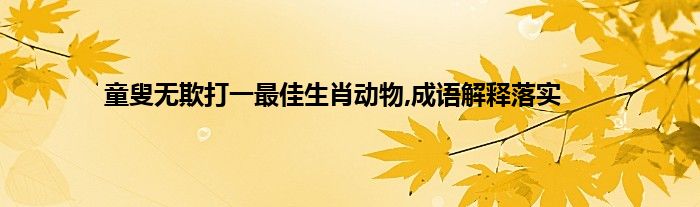 童叟无欺打一最佳生肖动物,成语解释落实